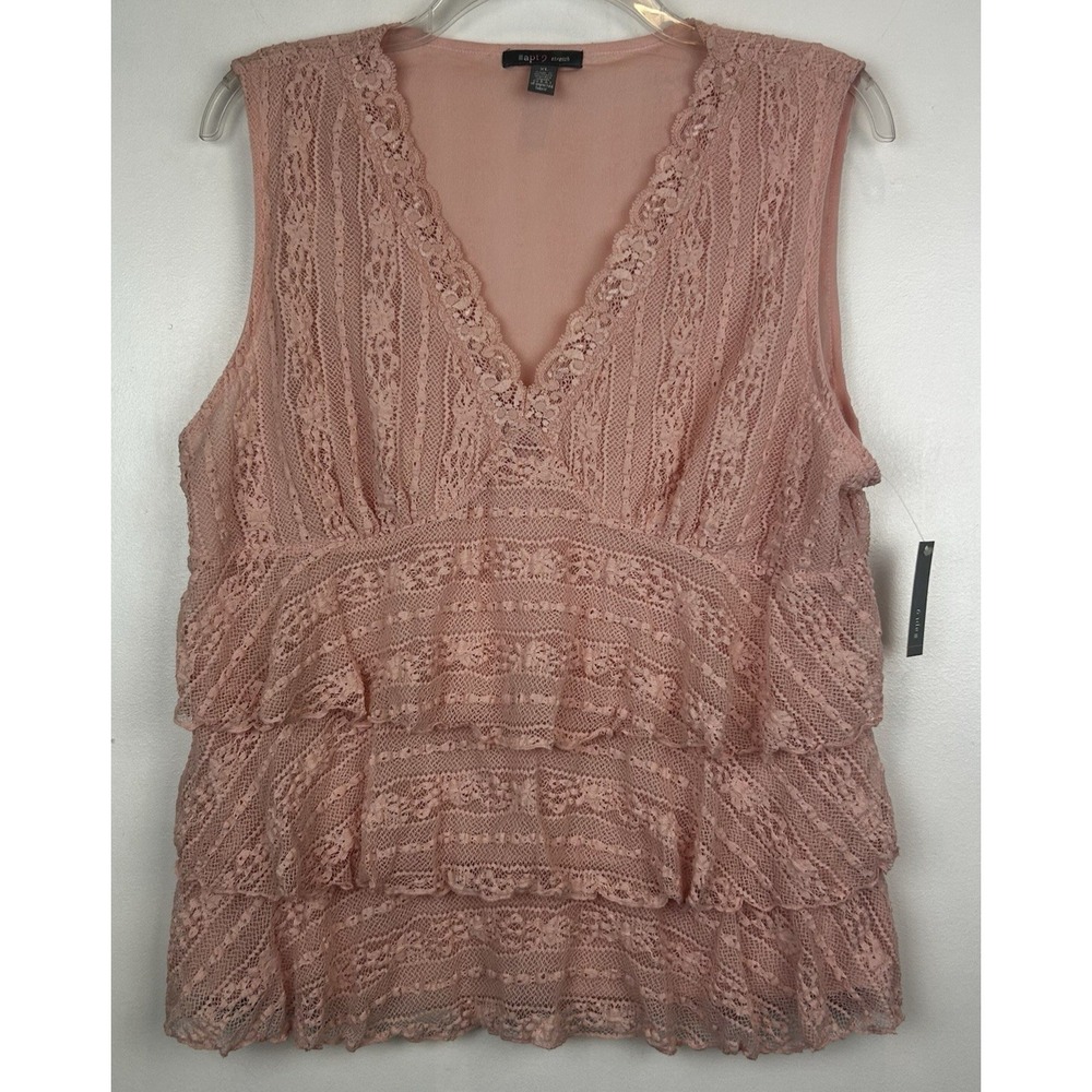 Babydoll Top Womens XL Pink Lace Y2K Fairy Whimsy Soft Girl New Coquette Layered